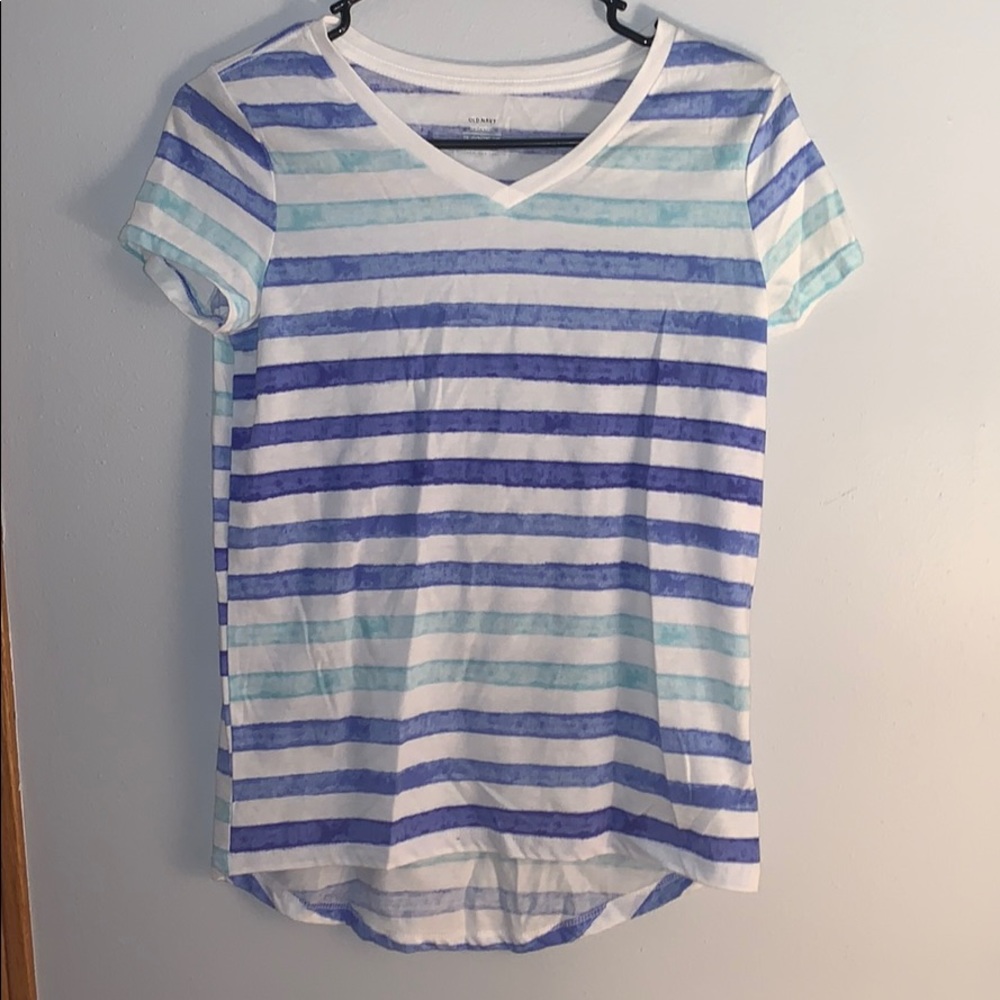 Never Worn blue and white striped v neck!!